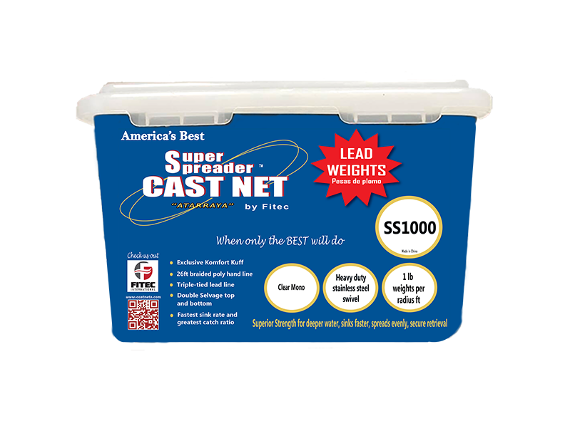  Fitec RS750 SUPER SPREADER Cast Net,Clear, 3' Radius